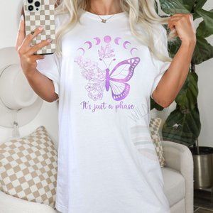 It's Just A Phase Graphic T-shirt, Butterfly T-shirt, Celestial Shirt, Unisex